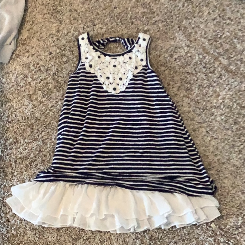 Navy and white striped dress
